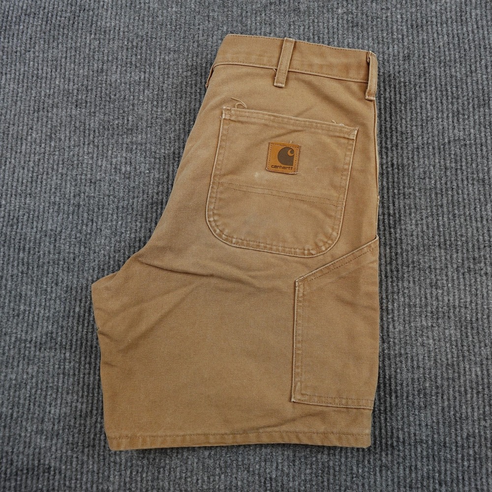 Carhartt B01 Shorts Mens 33 Brown Canvas Workwear Cargo Relaxed Fit 10 Inseam